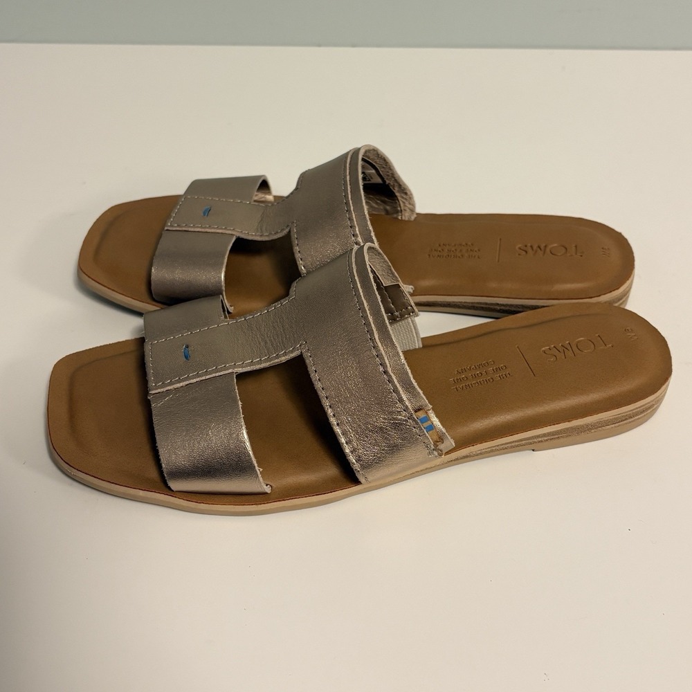 Toms Womens Seacliff Slide Sandals Rose Gold Leather Size 6 - Picture 3 of 6